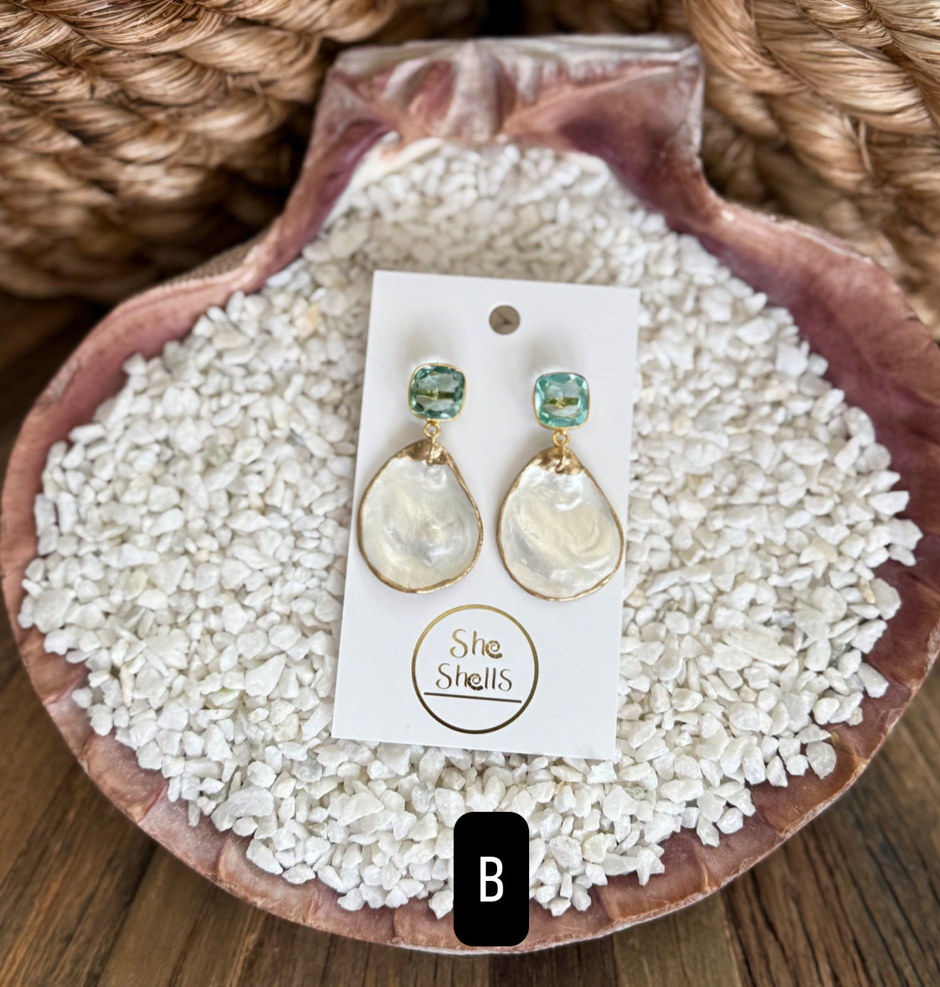 Aqua Gemstone Oyster